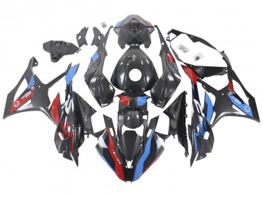 BMW S1000RR Motorrad Verkleidung 2023-2024 - Blau Rot Carbonfaser
