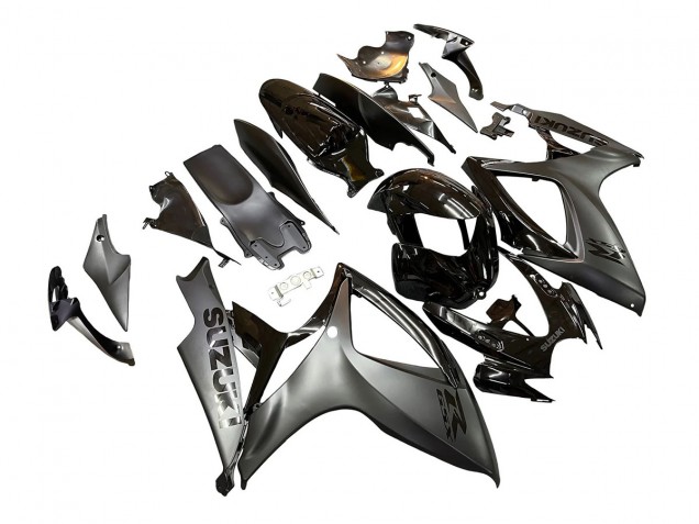 Suzuki GSXR 600/750 Motorrad Verkleidung 2006-2007 - Glanzendes Schwarz Matt Schwarz
