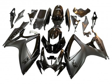 Suzuki GSXR 600/750 Motorrad Verkleidung 2006-2007 - Glanzendes Schwarz Matt Schwarz