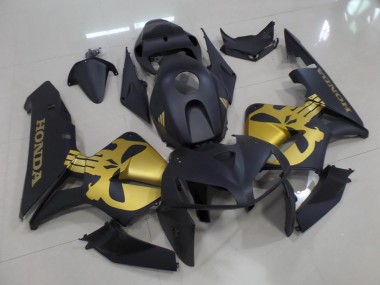 Matt Schwarz mit goldenem Totenkopf 05-06 CBR600RR Motorrad Verkleidung