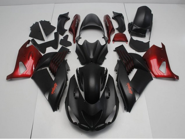 Matt Schwarz und Rot 06-11 ZX14R ZZR1400 Motorrad Verkleidung Matt Schwarz und Rot 06-11 ZX14R ZZR1400 Motorrad Verkleidung