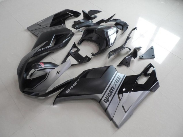 Matt Schwarzer Silber OEM Stil 07-14 Ducati 848 1098 1198 Motorrad Verkleidung Matt Schwarzer Silber OEM Stil 07-14 Ducati 848 1098 1198 Motorrad Verkleidung