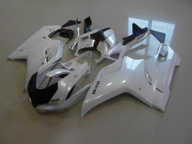 Perl Weiß Schwarz gestreift 07-14 Ducati 848 1098 1198 Motorrad Verkleidung