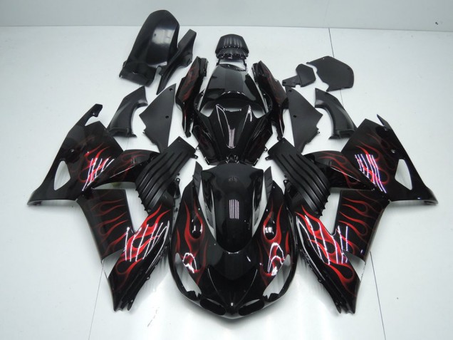 Rot Flamme 06-11 ZX14R ZZR1400 Motorrad Verkleidung Rot Flamme 06-11 ZX14R ZZR1400 Motorrad Verkleidung