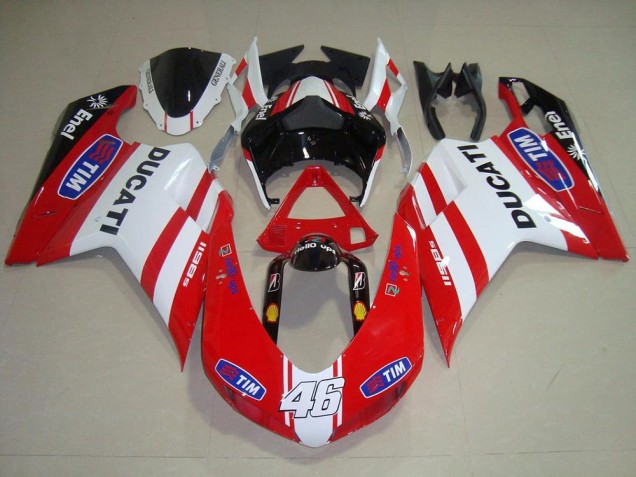 Rot Weiß 46 07-14 Ducati 848 1098 1198 Motorrad Verkleidung Rot Weiß 46 07-14 Ducati 848 1098 1198 Motorrad Verkleidung
