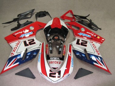 Rot Weiß Breil Xerox 21 07-14 Ducati 1098 Motorrad Verkleidung
