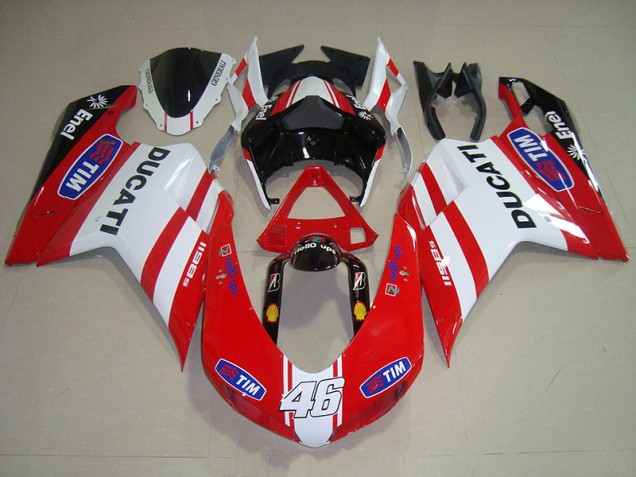 Rot Weiß Tim 46 07-14 Ducati 1098 Motorrad Verkleidung Rot Weiß Tim 46 07-14 Ducati 1098 Motorrad Verkleidung