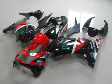 Rot und Schwarz Monster 08-12 ZX250R Motorrad Verkleidung