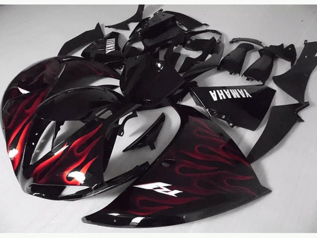 Rote Schwarz Flamme 12-14 YZF R1 Motorrad Verkleidung Rote Schwarz Flamme 12-14 YZF R1 Motorrad Verkleidung