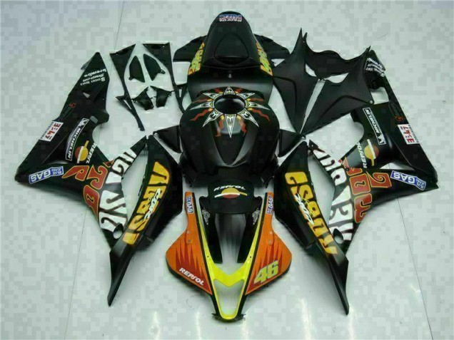 Schwarz Gelb Repsol 46 07-08 CBR600RR Motorrad Verkleidung Schwarz Gelb Repsol 46 07-08 CBR600RR Motorrad Verkleidung