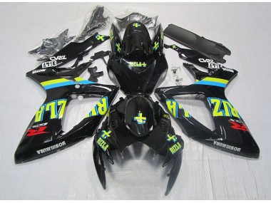 Schwarz Gelb Rizla 06-07 GSXR 600 Motorrad Verkleidung