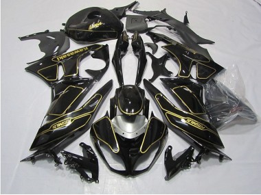 Schwarz Gold 09-12 ZX6R Motorrad Verkleidung