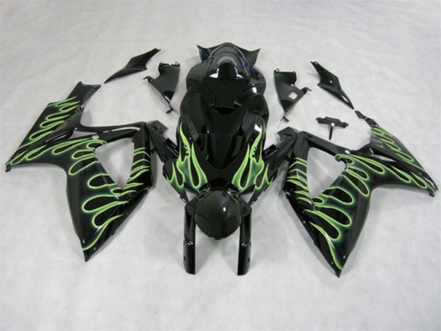 Schwarz Grün Flamme 06-07 GSXR 600 Motorrad Verkleidung Schwarz Grün Flamme 06-07 GSXR 600 Motorrad Verkleidung