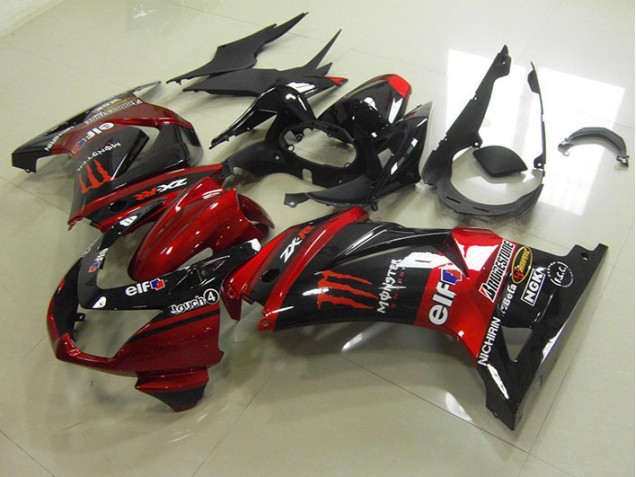 Schwarz Rot Monster 08-12 ZX250R Motorrad Verkleidungen Schwarz Rot Monster 08-12 ZX250R Motorrad Verkleidungen