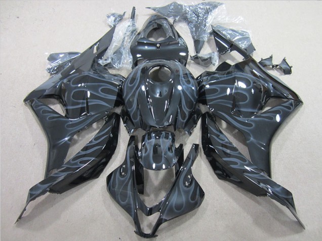 Schwarz Silber Flamme 09-12 CBR600RR Motorrad Verkleidungen