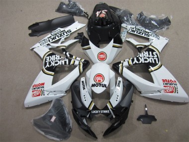 Schwarz Weiß Lucky Strike Motul 06-07 GSXR 600 Motorrad Verkleidung