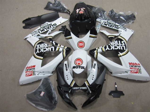 Schwarz Weiß Lucky Strike Motul 06-07 GSXR 600 Motorrad Verkleidung Schwarz Weiß Lucky Strike Motul 06-07 GSXR 600 Motorrad Verkleidung