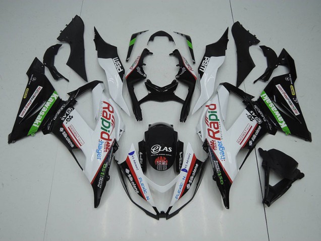 Schwarz Weiß Rapid Hager 13-18 ZX6R Motorrad Verkleidung Schwarz Weiß Rapid Hager 13-18 ZX6R Motorrad Verkleidung
