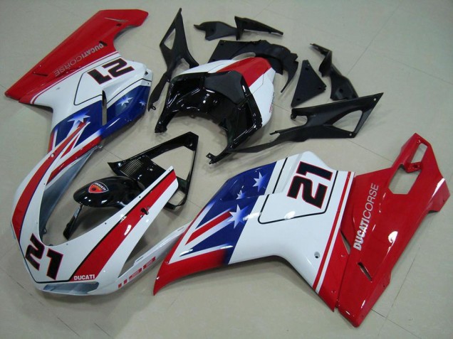 Schwarz Weiß Rot 21 07-14 Ducati 848 1098 1198 Motorrad Verkleidung Schwarz Weiß Rot 21 07-14 Ducati 848 1098 1198 Motorrad Verkleidung