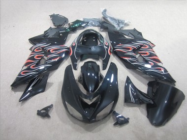 Schwarz Weiß Rot Flamme 06-07 ZX10R Motorrad Verkleidung