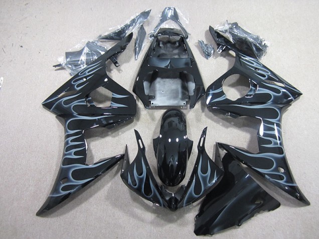 Schwarz mit Flamme 03-05 YZF R6 Motorrad Verkleidung Schwarz mit Flamme 03-05 YZF R6 Motorrad Verkleidung
