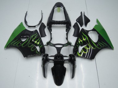 Schwarz mit Grün Flamme 00-02 ZX6R Motorrad Verkleidung