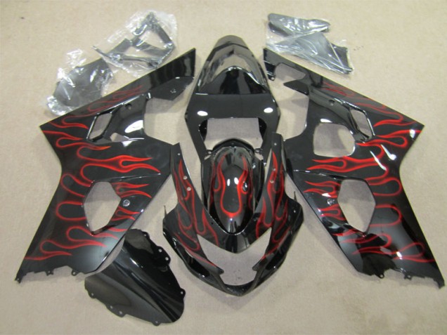 Schwarz rote Flamme 04-05 GSXR 600 Motorrad Verkleidung Schwarz rote Flamme 04-05 GSXR 600 Motorrad Verkleidung