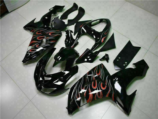 Schwarz rote Flamme 06-07 ZX10R Motorrad Verkleidungen Schwarz rote Flamme 06-07 ZX10R Motorrad Verkleidungen