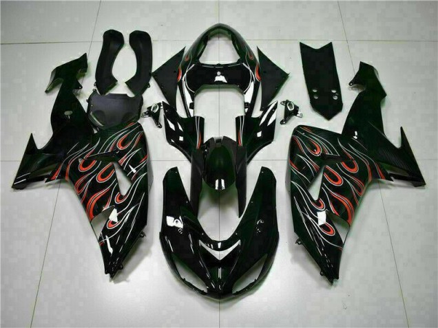 Schwarz rote Flamme 06-07 ZX10R Motorrad Verkleidungen Schwarz rote Flamme 06-07 ZX10R Motorrad Verkleidungen