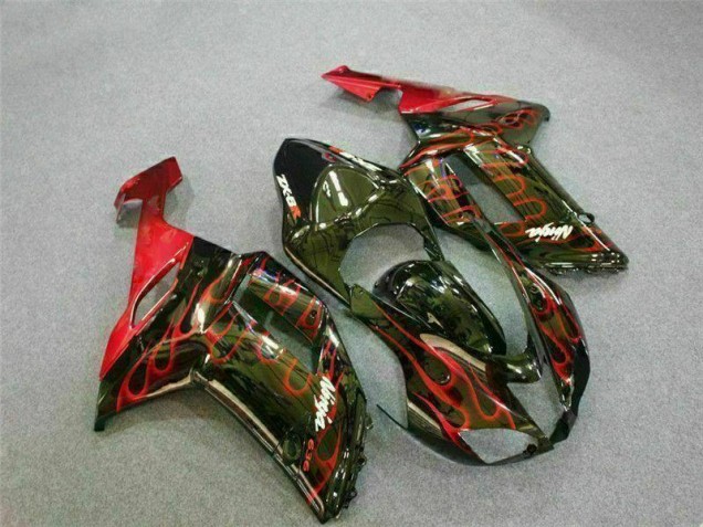 Schwarz rote Flamme 07-08 ZX6R Motorrad Verkleidung Schwarz rote Flamme 07-08 ZX6R Motorrad Verkleidung