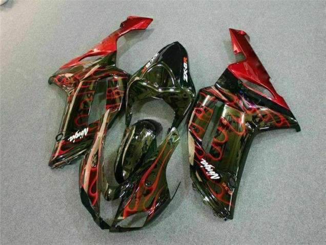 Schwarz rote Flamme 07-08 ZX6R Motorrad Verkleidung Schwarz rote Flamme 07-08 ZX6R Motorrad Verkleidung