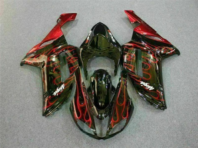 Schwarz rote Flamme 07-08 ZX6R Motorrad Verkleidung Schwarz rote Flamme 07-08 ZX6R Motorrad Verkleidung