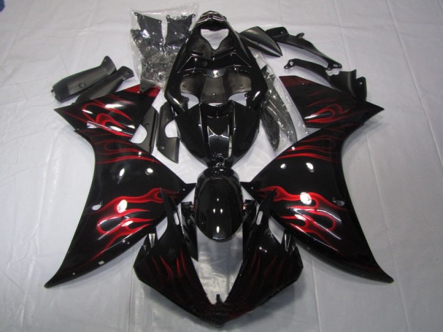 Schwarz rote Flamme 09-11 YZF R1 Motorrad Verkleidung Schwarz rote Flamme 09-11 YZF R1 Motorrad Verkleidung