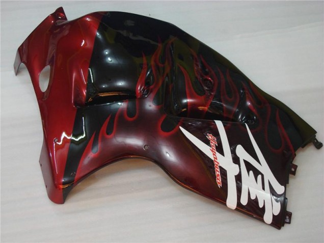 Schwarz rote Flamme 96-07 GSXR 1300 Hayabusa Motorrad Verkleidungen