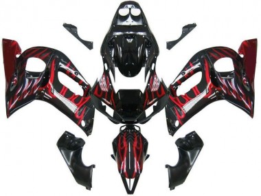 Schwarz rote Flamme 98-02 YZF R6 Motorrad Verkleidung