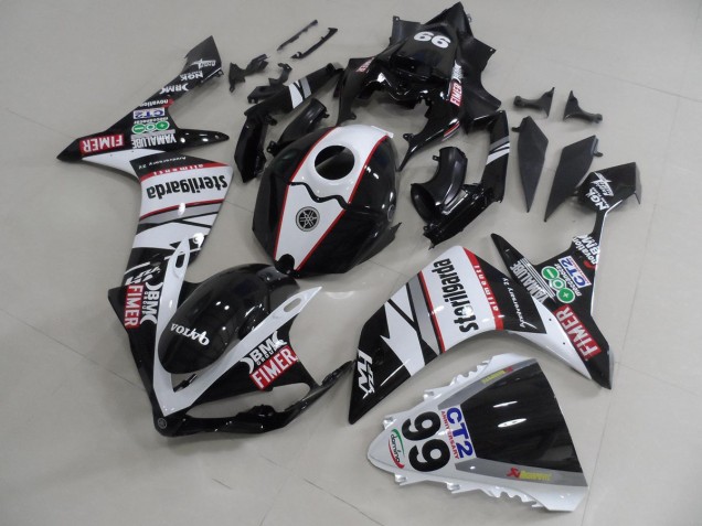 Schwarz weißes Aufkleberpaket 07-08 YZF R1 Motorrad Verkleidung Schwarz weißes Aufkleberpaket 07-08 YZF R1 Motorrad Verkleidung