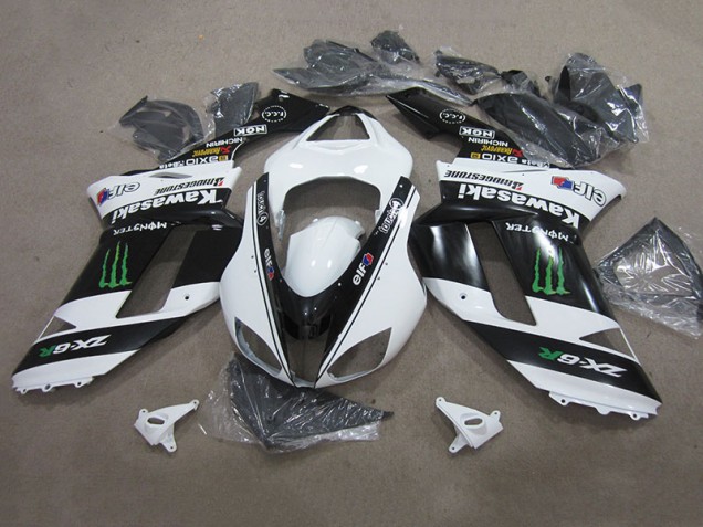 Schwarz weißes Monster 07-08 ZX6R Motorrad Verkleidung