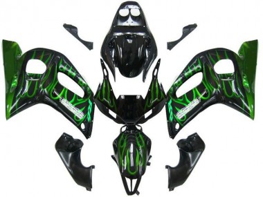 Schwarze grüne Flamme 98-02 YZF R6 Motorrad Verkleidung