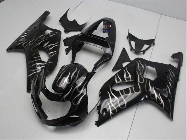 Schwarze weiße Flamme 01-03 GSXR 600/750 Motorrad Verkleidung Schwarze weiße Flamme 01-03 GSXR 600/750 Motorrad Verkleidung