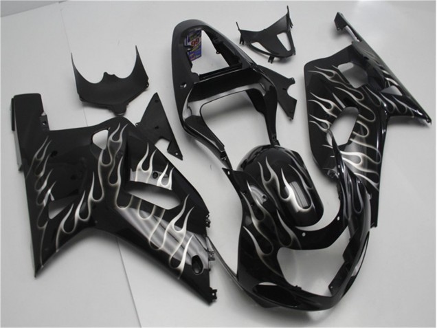 Schwarze weiße Flamme 01-03 GSXR 600/750 Motorrad Verkleidung Schwarze weiße Flamme 01-03 GSXR 600/750 Motorrad Verkleidung