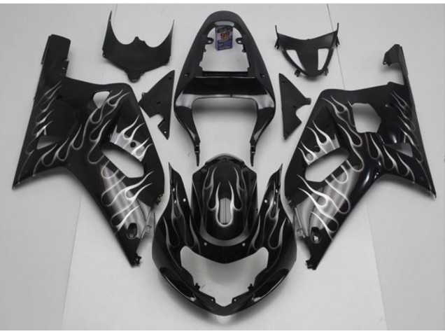 Schwarze weiße Flamme 01-03 GSXR 600/750 Motorrad Verkleidung Schwarze weiße Flamme 01-03 GSXR 600/750 Motorrad Verkleidung