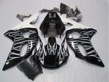 Schwarze weiße Flamme 98-02 YZF R6 Motorrad Verkleidung