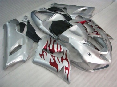 Silber Rot Flammen 05-06 ZX6R Motorrad Verkleidung