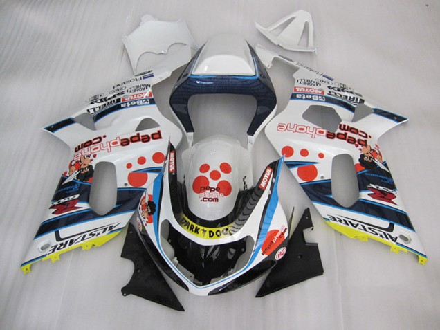 Weiß Blau Dunkel Hund 01-03 GSXR 600 Motorrad Verkleidung Weiß Blau Dunkel Hund 01-03 GSXR 600 Motorrad Verkleidung