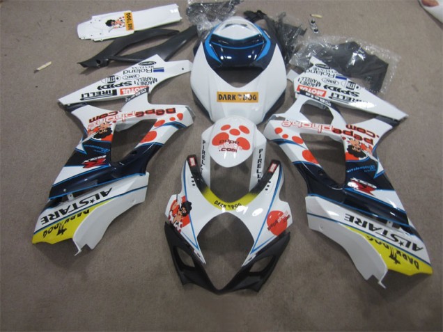 Weiß Blau Dunkel Hund 07-08 GSXR 1000 Motorrad Verkleidung Weiß Blau Dunkel Hund 07-08 GSXR 1000 Motorrad Verkleidung