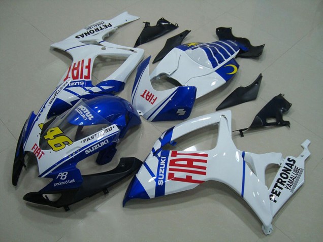 Weiß Blau Fiat 46 06-07 GSXR 750 Motorrad Verkleidung Weiß Blau Fiat 46 06-07 GSXR 750 Motorrad Verkleidung