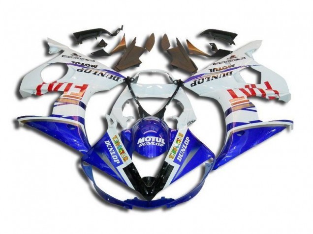 Weiß Blau Fiat Motul Dunlop 03-05 YZF R6 Motorrad Verkleidung Weiß Blau Fiat Motul Dunlop 03-05 YZF R6 Motorrad Verkleidung