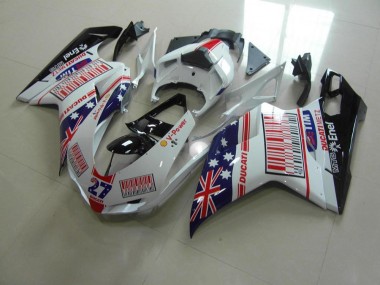 Weiß Blau Rot 07-14 Ducati 848 1098 1198 Motorrad Verkleidung