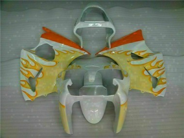 Weiß Gelb Flamme 00-02 ZX6R Motorrad Verkleidung