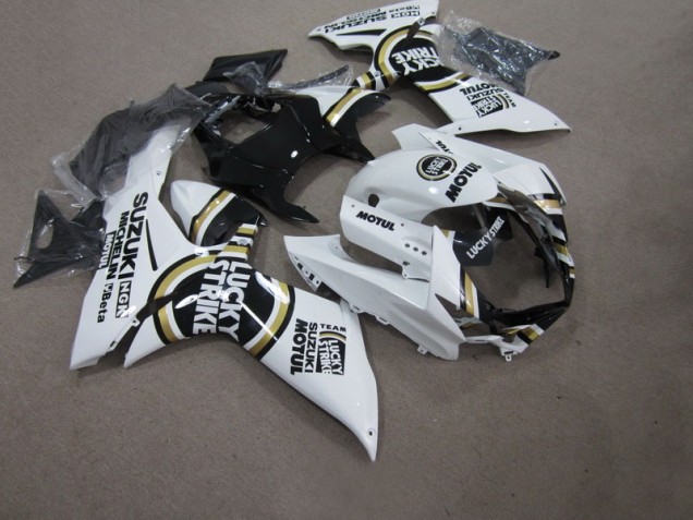 Weiß Lucky Strike Schwarz Motul 11-21 GSXR 750 Motorrad Verkleidung Weiß Lucky Strike Schwarz Motul 11-21 GSXR 750 Motorrad Verkleidung